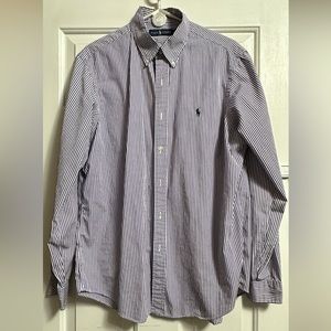 Polo Ralph Lauren Classic Fit Striped Stretch Poplin Shirt w/Purple Pinstripe